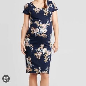 Navy floral maternity dress